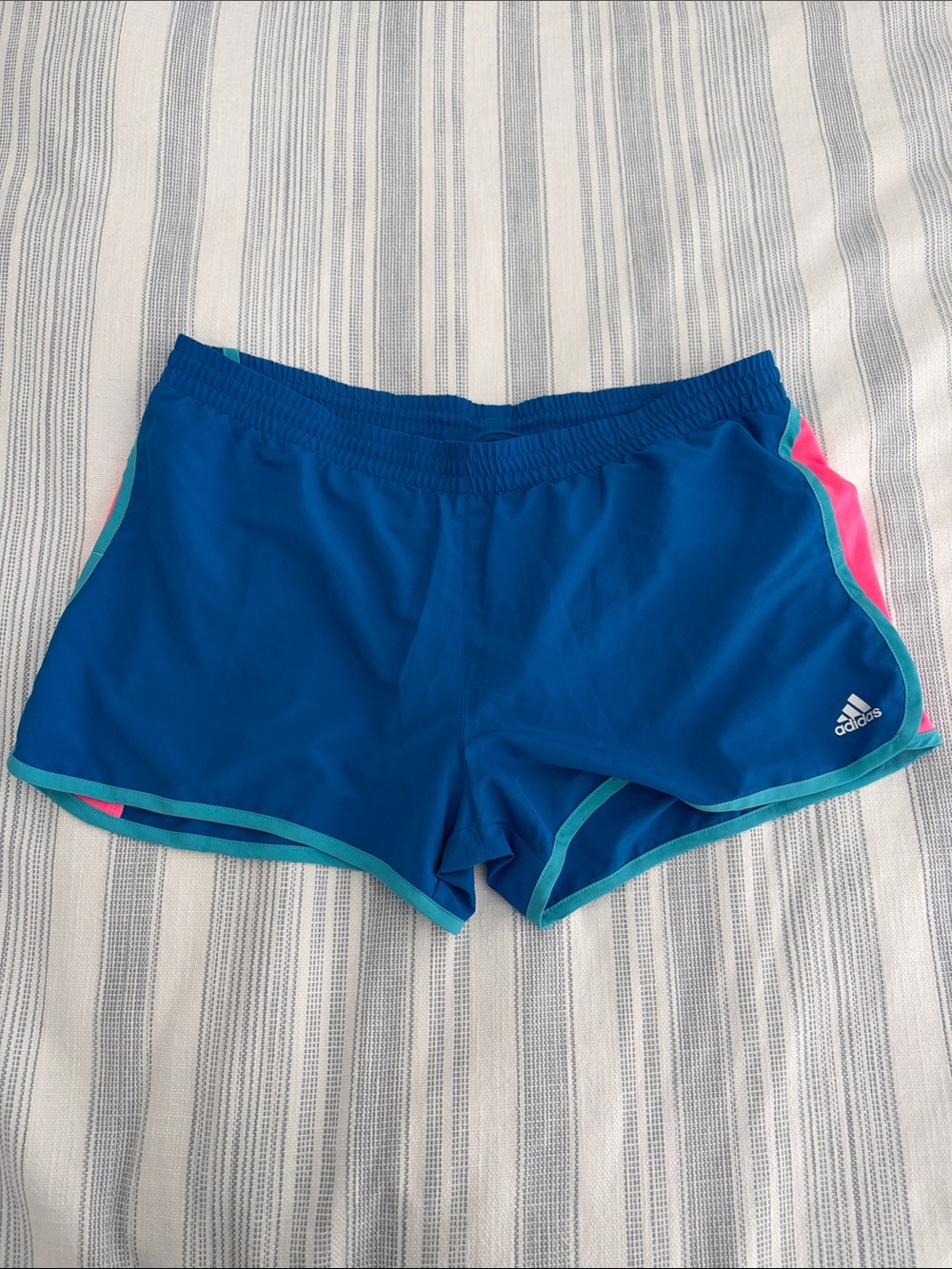 Adidas Women's Royal Blue Athletic Climalite Shorts with Pink Trim